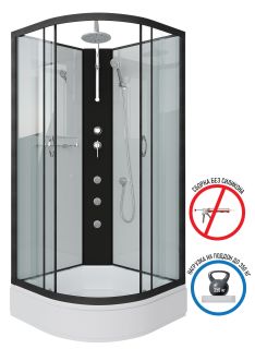 Душевая кабина Niagara NG-6701-14BKTG с гидромассажем 90x90см чёрный/прозрачное